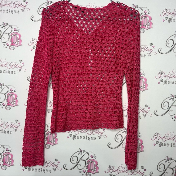 Hawaii cardigan pink mesh crochet button up stunning beach vibes beach bum 🏝️ - Picture 2 of 11